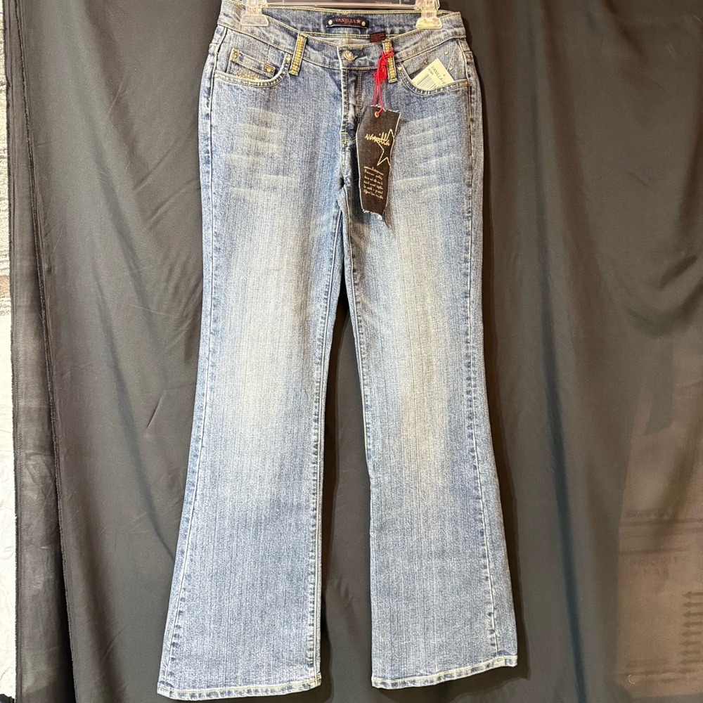Vanilla Star Light Blue Embellished Flare Jeans